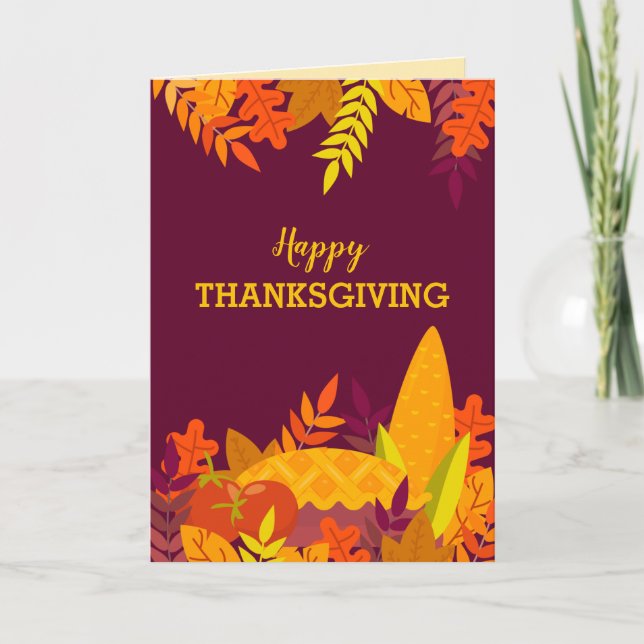 Autumn Leaves Thanksgiving Holiday Greeting Card (Front)