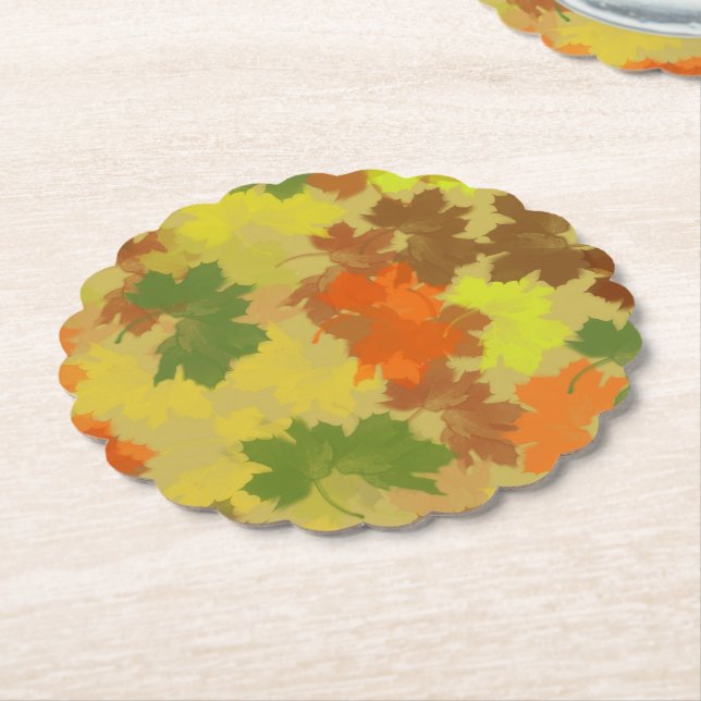 Autumn Leaves Thanksgiving Paper Coaster (Angled)