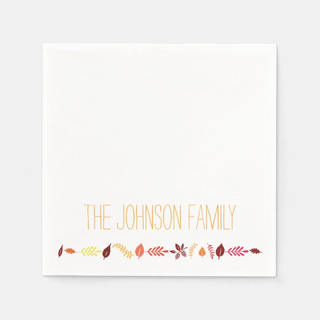 Autumn Leaves Thanksgiving Paper Napkins (Front)