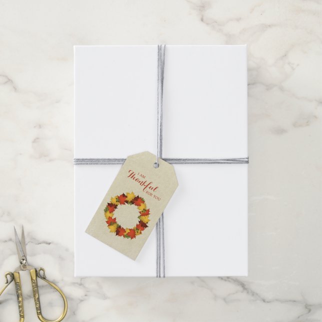Autumn Leaves Thanksgiving Wreath Gift Tags (With Twine)
