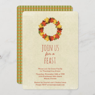Autumn Leaves Thanksgiving Wreath Invitation