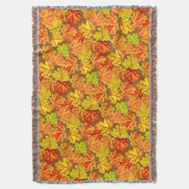 Autumn Leaves Throw Blanket (Front Vertical)