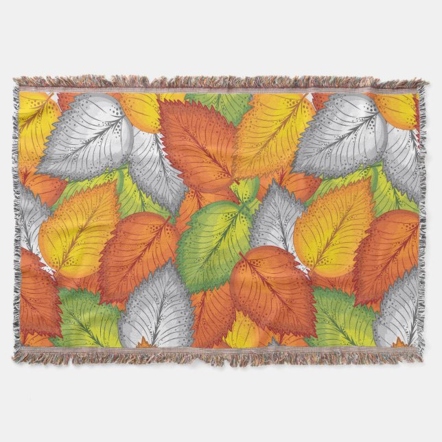 Autumn leaves throw blanket (Front)
