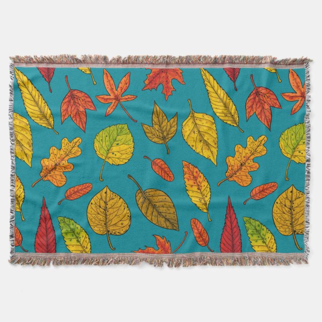 Autumn leaves throw blanket (Front)