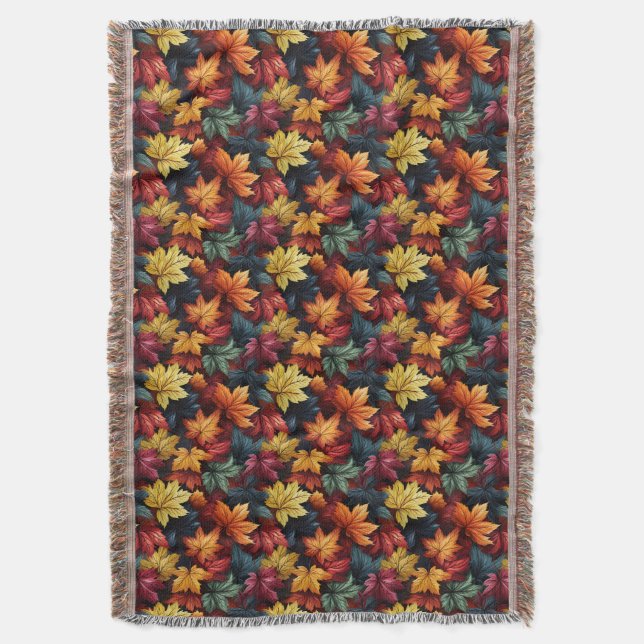 Autumn Leaves Throw Blanket (Front Vertical)