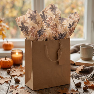 Autumn Leaves Tissue Paper Creamy Beige Brown