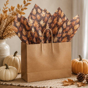 Autumn Leaves Tissue Paper Golden Amber Brown