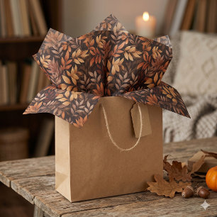 Autumn Leaves Tissue Paper Rich Brown Gold