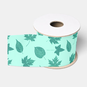 Autumn leaves - turquoise and aqua grosgrain ribbon
