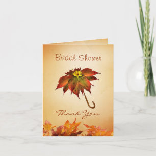 Autumn leaves umbrella Bridal shower Card