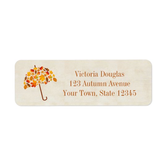 Autumn Leaves Umbrella Return Address Label