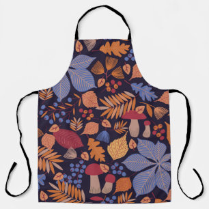 Autumn Leaves, Vintage Mushroom Illustration. Apron