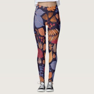 Autumn Leaves, Vintage Mushroom Illustration. Leggings