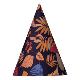 Autumn Leaves, Vintage Mushroom Illustration. Party Hat