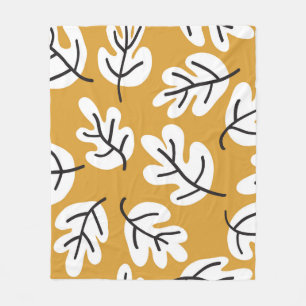 Autumn Leaves Vintage Seamless Pattern Fleece Blanket