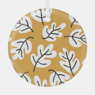 Autumn Leaves Vintage Seamless Pattern Glass Tree Decoration