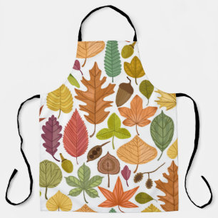 Autumn leaves vintage seamless pattern on white ba apron