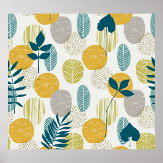 Autumn leaves, vintage seamless pattern. poster