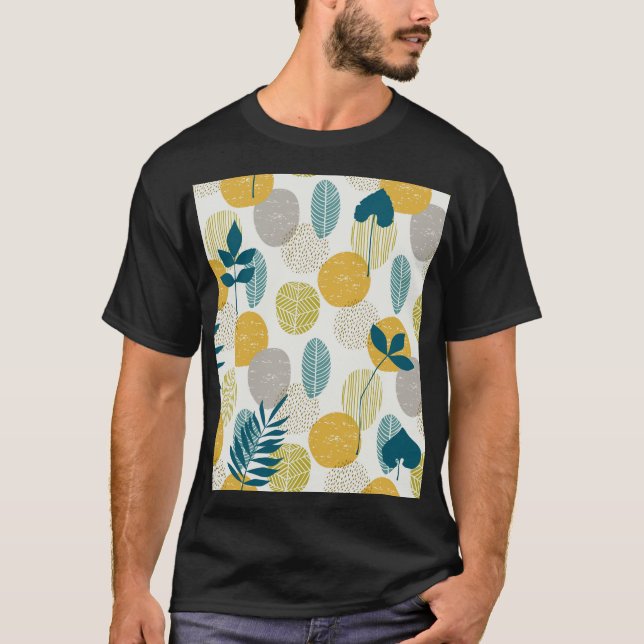 Autumn leaves, vintage seamless pattern. T-Shirt (Front)