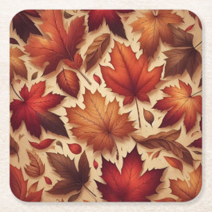 Autumn Leaves Wall Art Square Paper Coaster