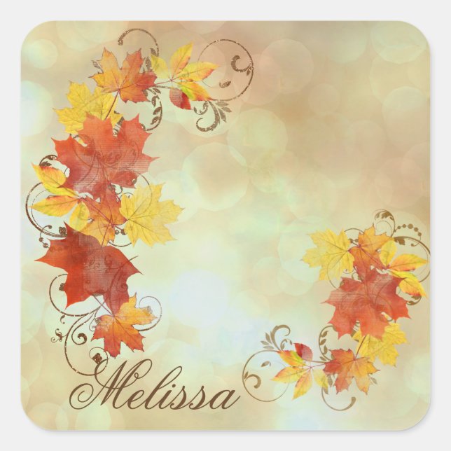 Autumn Leaves Watercolor ALWX Square Sticker (Front)