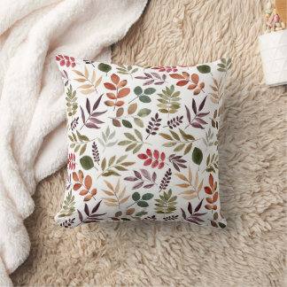 Autumn Leaves Watercolor Colourful Leaf Cushion