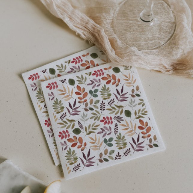Autumn Leaves Watercolor Colourful Leaf  Napkin (Creator Uploaded)
