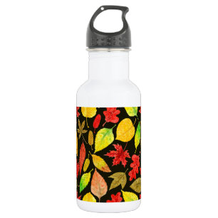 Autumn leaves watercolor dark 532 ml water bottle