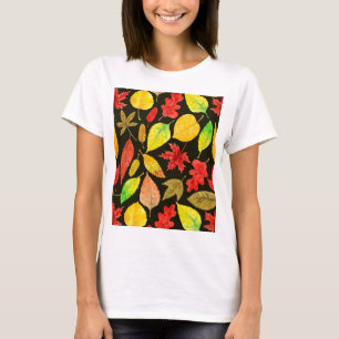 Autumn leaves watercolor dark T-Shirt