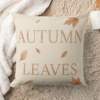 Autumn Leaves Watercolor Editorial Typography Cushion