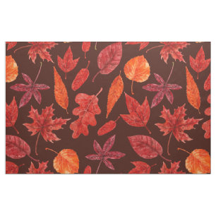 Autumn leaves watercolor fabric