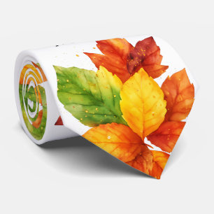 Autumn Leaves Watercolor Fall Foliage Pattern Tie