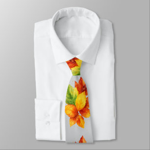 Autumn Leaves Watercolor Fall Foliage Pattern Tie