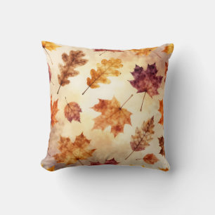 Autumn Leaves Watercolor Fall Pattern Cushion