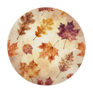 Autumn Leaves Watercolor Fall Pattern Cutting Board