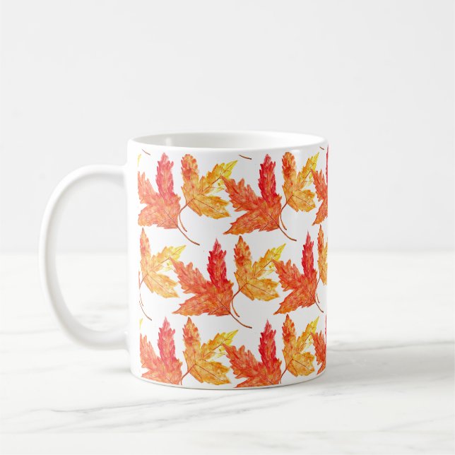 Autumn leaves watercolor Fall Rustic Tree Coffee Mug (Left)