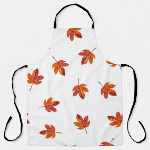 Autumn Leaves Watercolor Hand Drawn Apron
