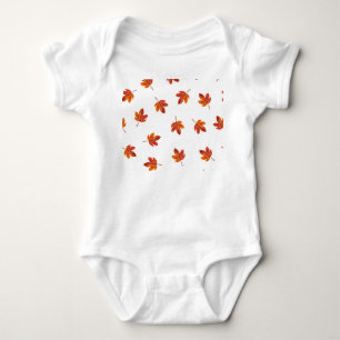 Autumn Leaves Watercolor Hand Drawn Baby Bodysuit
