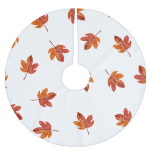 Autumn Leaves Watercolor Hand Drawn Brushed Polyester Tree Skirt