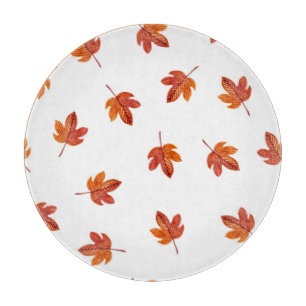 Autumn Leaves Watercolor Hand Drawn Cutting Board