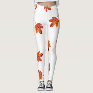 Autumn Leaves Watercolor Hand Drawn Leggings