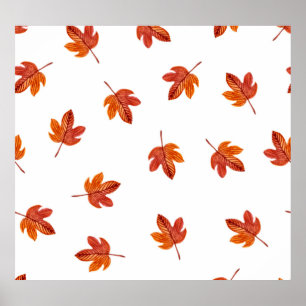 Autumn Leaves Watercolor Hand Drawn Poster