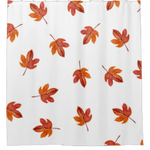 Autumn Leaves Watercolor Hand Drawn Shower Curtain