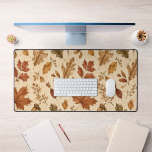 Autumn Leaves Watercolor Pattern Desk Mat