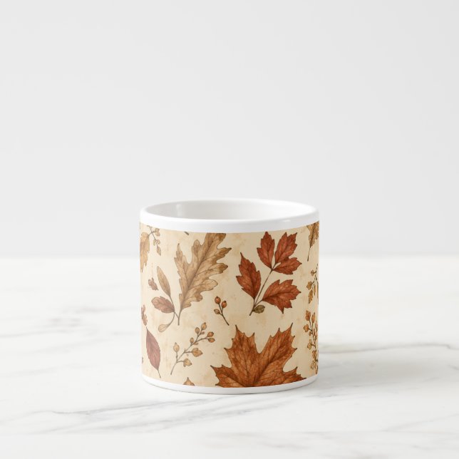 Autumn Leaves Watercolor Pattern  Espresso Cup (Front)