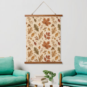 Autumn Leaves Watercolor Pattern Hanging Tapestry