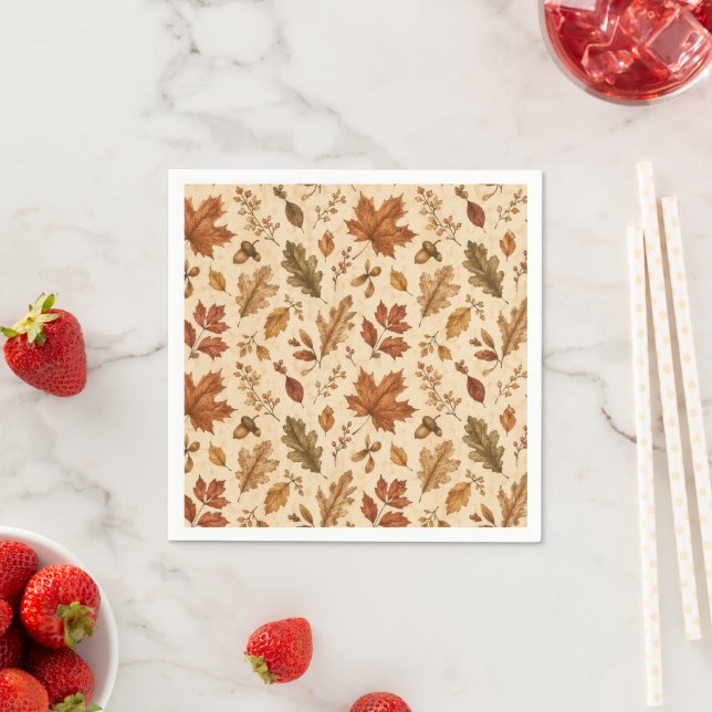 Autumn Leaves Watercolor Pattern  Napkin (Insitu)