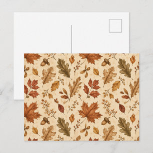 Autumn Leaves Watercolor Pattern Postcard