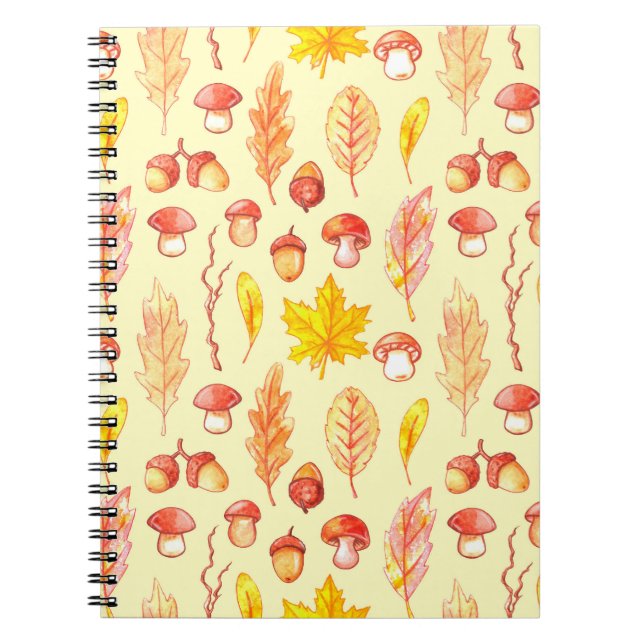 Autumn Leaves: Watercolor Retro Wallpaper Notebook (Front)