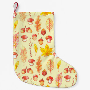 Autumn Leaves: Watercolor Retro Wallpaper Small Christmas Stocking